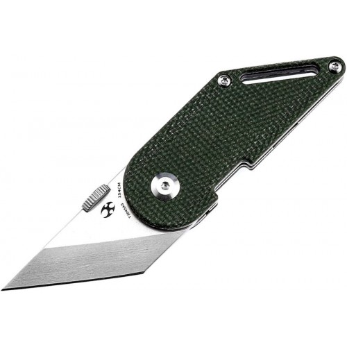 Kansept Knives Pinkerton Dash Pocket Knife - 1.69" Stonewash Blade, Green Micarta Handle