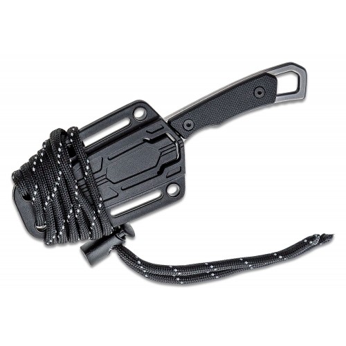 Kershaw 2085 Brace Fixed Blade Neck Knife - 2" DP Blade, Black Glass Filled Nylon Handle, Plastic Sheath