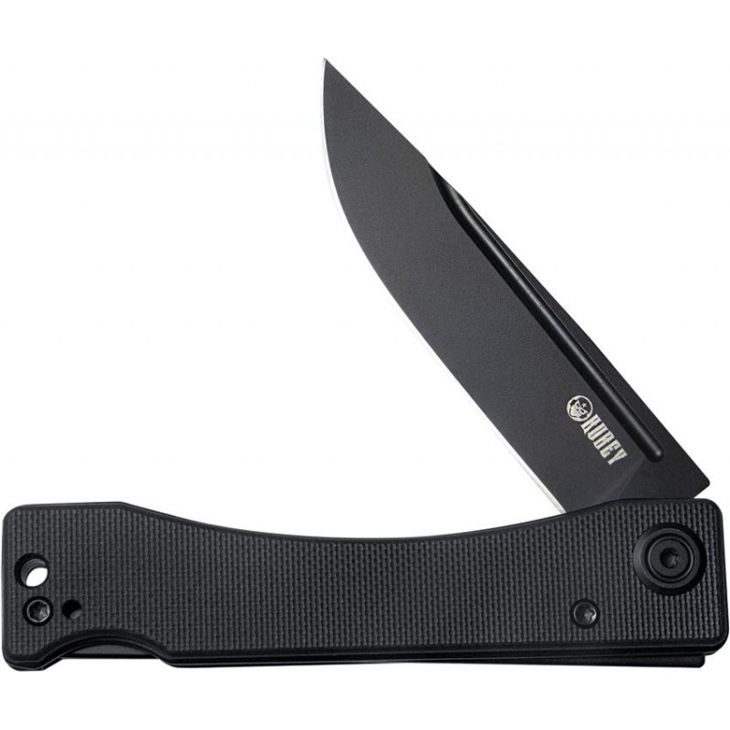 Kubey Akino Blackout Folding Knife - 3" Black Blade Black G10 Handle