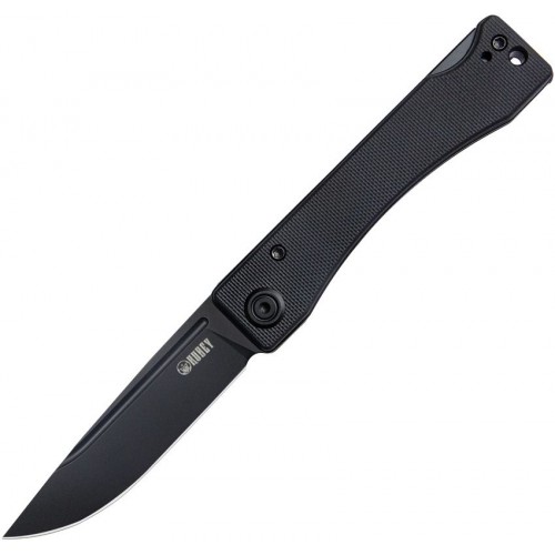 Kubey Akino Blackout Folding Knife - 3" Black Blade Black G10 Handle