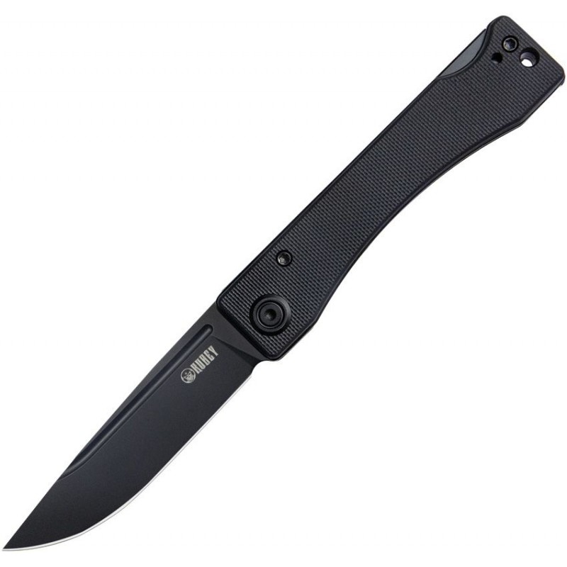 Kubey Akino Blackout Folding Knife - 3" Black Blade Black G10 Handle