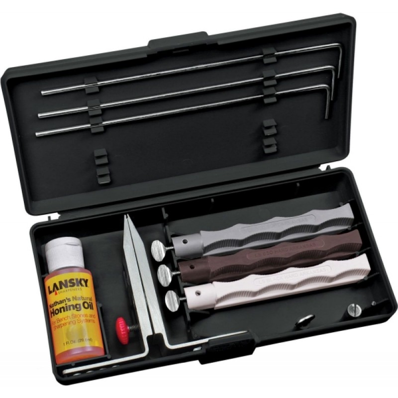 Lansky LKNAT 3-Stone Natural Arkansas Knife Sharpening System