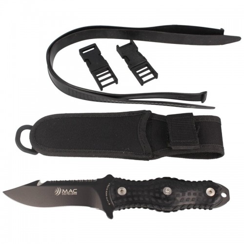 Mac Coltellerie Alli Dive Be Black Diving Knife - 4.72" Blade, Black Handle