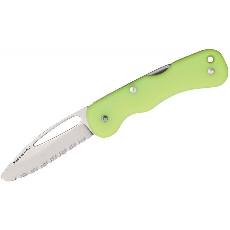 Mac Coltellerie 697R Rescue Folding Knife Green - 3" Blade, Neon Green Handles