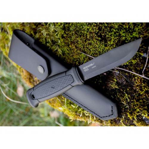 Morakniv Garberg - 4.3" Black Carbon Steel Blade Black Handle and Leather Sheath