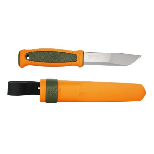Morakniv Kansbol Hunting Fixed Blade Knife - 4.25" Stainless Steel Blade Orange and Green Handle