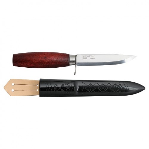 Morakniv Classic No 2F Knife - 4.13" Carbon Steel Blade Red Wood Handle with Finger Guard