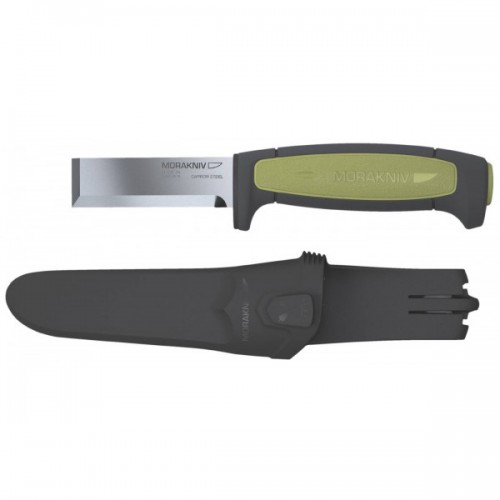 Morakniv Chisel Knife - 2.91" Chisel Carbon Steel Blade Black and Green Handle