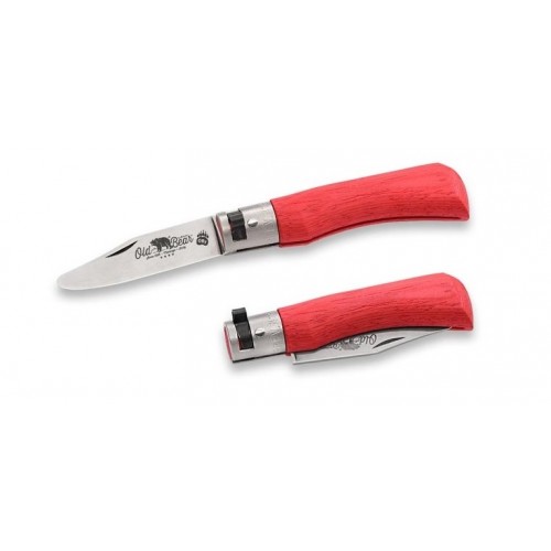 Old Bear Junior XS Pocket Knife Red - 2.36" Stainless Steel Rounded Blade