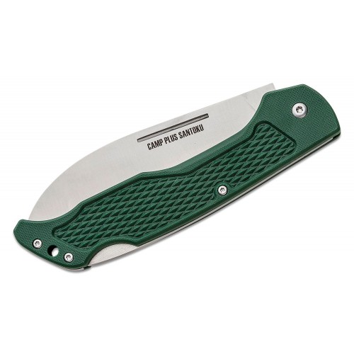 Ontario Camp Plus Folding Santoku Knife - 4.25" Stainless Steel Blade, Green GFN Handle
