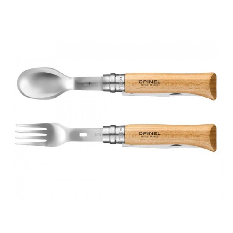Opinel Complete Picnic Set with No8. Knife, Fork and Spoon Inserts Microfibre Towel