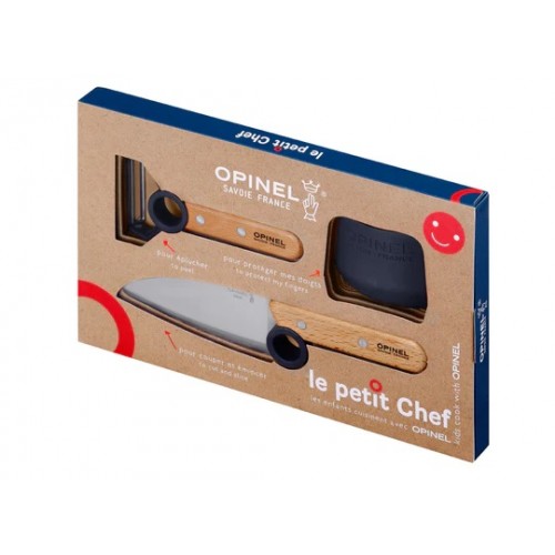 Opinel Le Petit Blue Chef Knife Peeler and Finger Guard Box Set