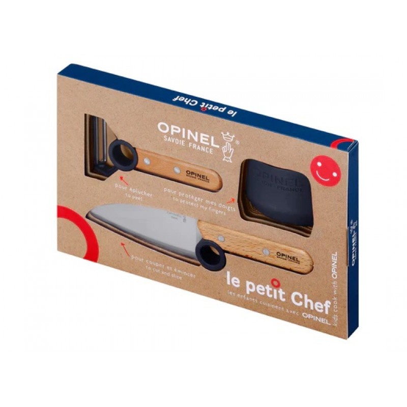Opinel Le Petit Blue Chef Knife Peeler and Finger Guard Box Set