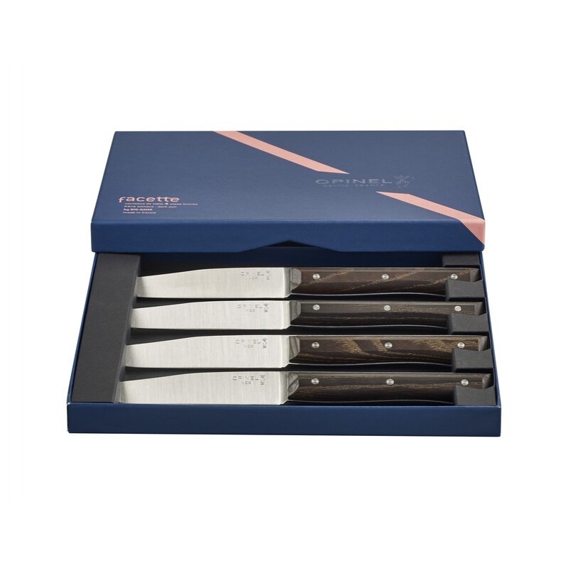 Opinel Facette 4pc Table Knife Box Set - Dark Ash