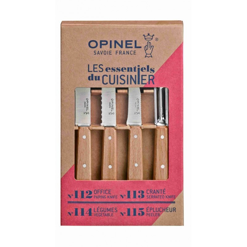 Opinel Olive Wood 4pc Kitchen Knife Set