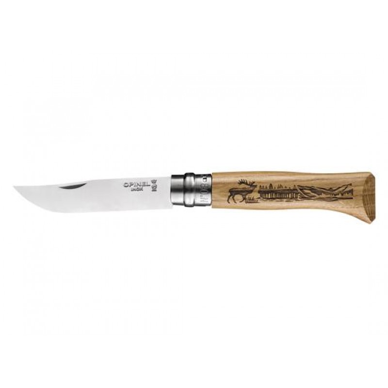 Opinel No. 8 Animalia Knife - Deer - Laser Engraved Deer Design
