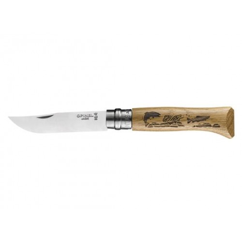 Opinel No. 8 Animalia Knife - Fish - Laser Engraved Fish Design