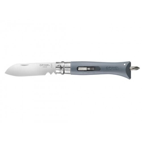 Opinel No. 9 DIY Folding Utility Knife Grey - 8cm Blade - Screwdriver - Wire Cutters