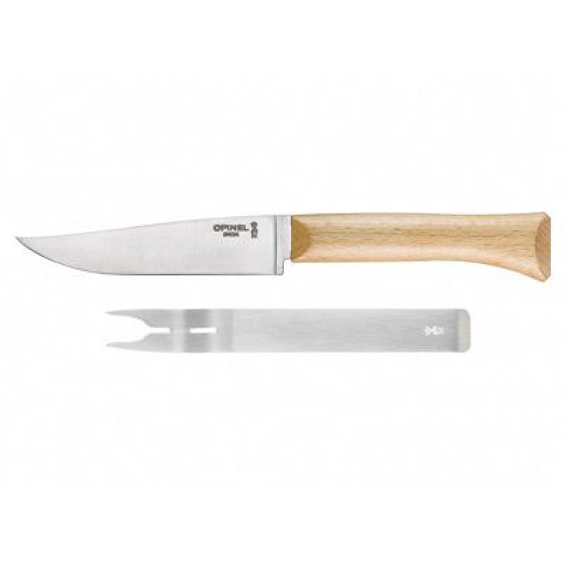 Opinel Cheese Knife and Fork Set with Beechwood Handle
