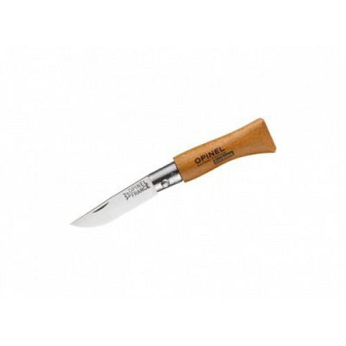 Opinel No.2 Beechwood Pocket Knife - 1.37" Carbon Blade