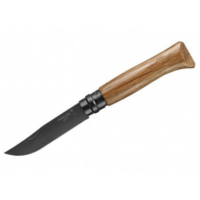 Opinel No.8 Black Oak Pocket Knife - 3.14" Stainless Steel Blade