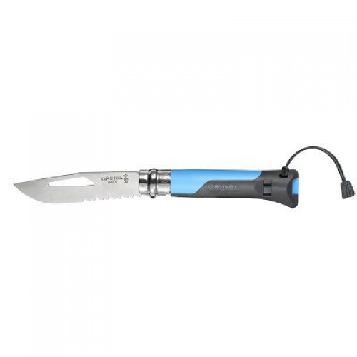 Opinel No.8 Blue Outdoor Knife with Whistle and Rope Cutter