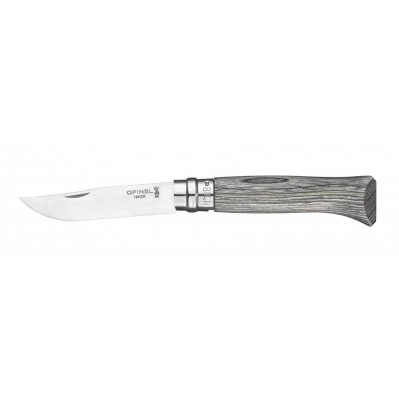 Opinel No.8 Laminated Grey Birch Pocket Knife - 3.34" Blade