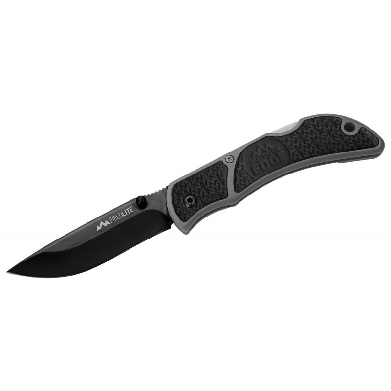 Outdoor Edge FieldLite Folding Knife - 3.3" Black Blade Gray Handle