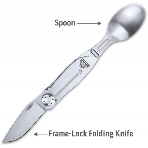 Outdoor Edge ChowPal Utensil Set Multi-Tool, Orange Nylon Carry Pouch