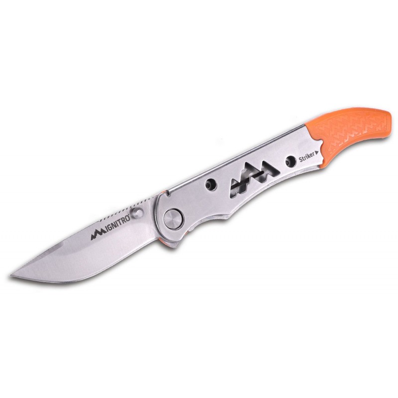 Outdoor Edge Ignitro Firestarter Folding Knife 2.3" Blade Orange Handle
