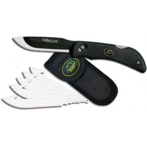 Outdoor Edge Razor Lite Folding Hunter - 3.5" Replacement Blades Black Rubberized TRP Handle