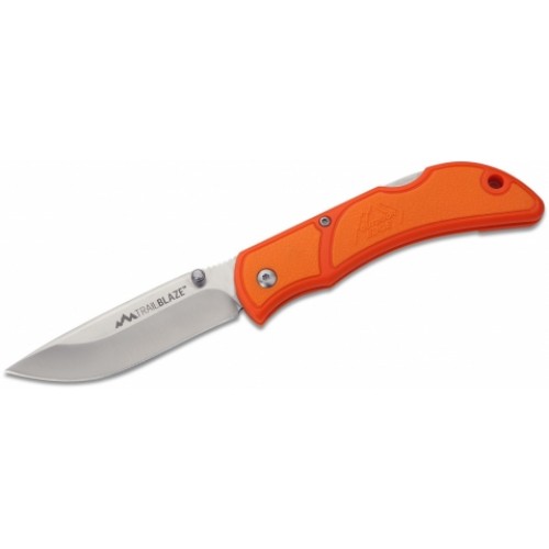 Outdoor Edge Trailblaze Folding Knife 2.5" Satin Drop Point Blade, Blaze Orange Polymer Handles with TPR Inserts