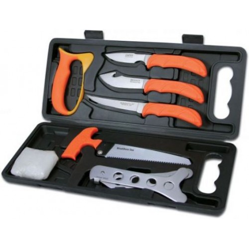 Outdoor Edge Wild-Pak 7 Piece Game Processing Set in Plastic Case - Inc. Caping, Skinner, Boning Knives and Saw