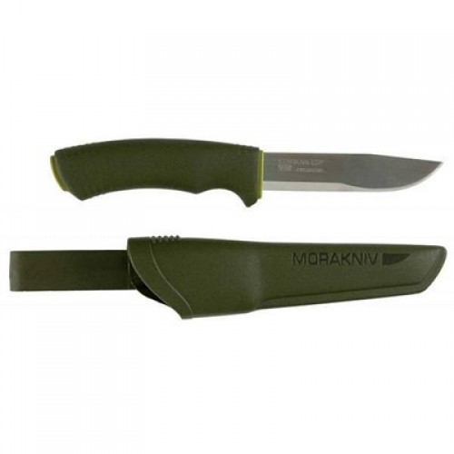 Morakniv Bushcraft Forest Knife - 4.3" Stainless Steel Blade Green Handle and Sheath