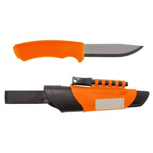Morakniv Bushcraft Survival Knife Orange - 4.1" Stainless Steel Blade Fire Steel and Knife Sharpener