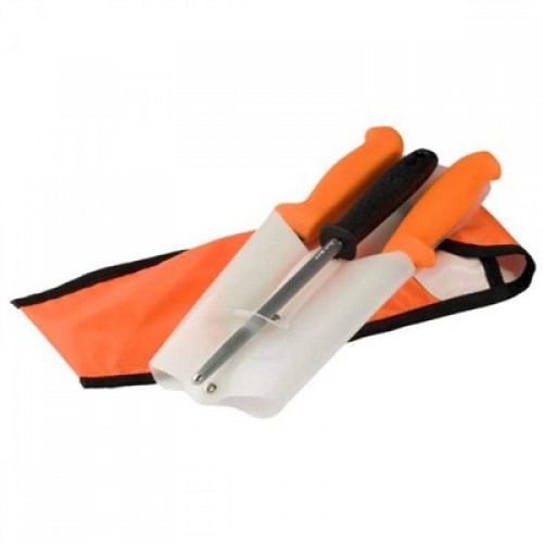 Mora Hunting Knife Set - 2 Knives and 1 Sharpening Steel - Orange