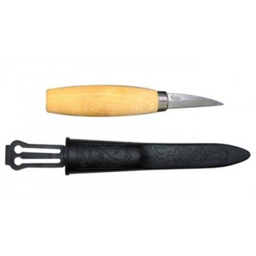 Morakniv 122 Wood Carving Knife - 2.32" Carbon Steel Blade Birch Wood Handle with Sheath