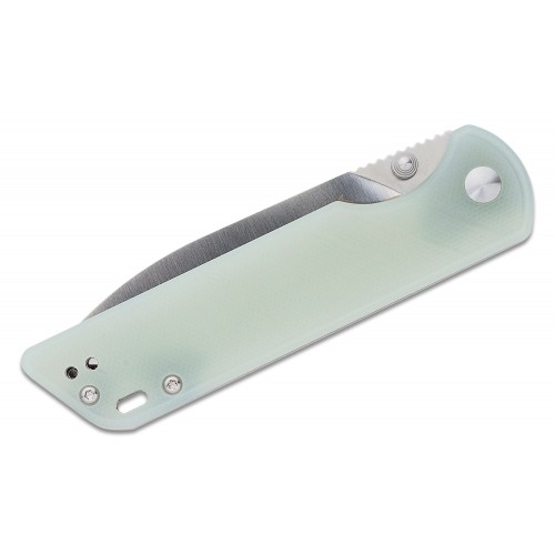 QSP Parrot V2 Liner Lock Folding Knife - 3.25" D2 Satin Spear Point Blade Jade G10 Handle