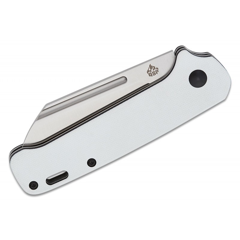 QSP Penguin UK EDC Slipjoint Folding Knife - 3" 14C28N Satin Sheepsfoot Blade White G10 Handle
