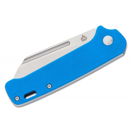QSP Penguin UK EDC Slipjoint Folding Knife - 3" 14C28N Satin Sheepsfoot Blade Blue G10 Handle