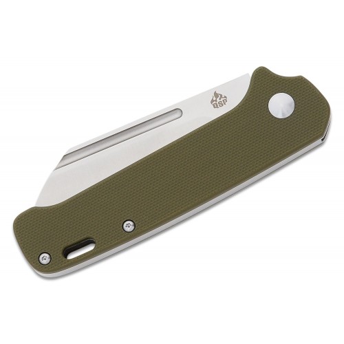 QSP Penguin UK EDC Slipjoint Folding Knife - 3" 14C28N Satin Sheepsfoot Blade Green G10 Handle