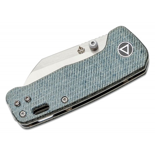 QSP Penguin Mini Folding Knife 2.25" Satin Sheepsfoot Blade Denim Blue Micarta Handle