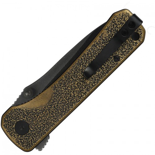 QSP Hawk Folding Knife - 3.22" Black Blade, Antique Finish Brass Handle