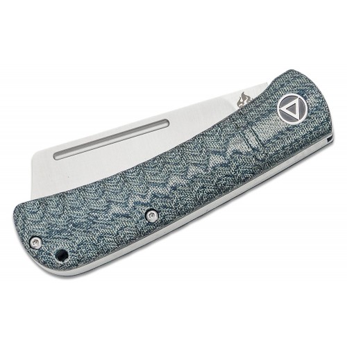 QSP Hedgehog UK EDC Folding Knife - 2.88" Satin Cleaver Blade, Denim Blue Micarta Handles - QS142-B