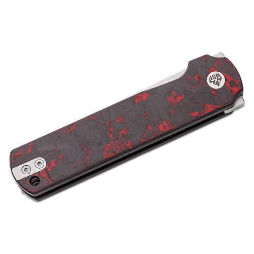 QSP Lark Knife - 3.15" 14C28N Satin DP Blade Black G10 Handle with Red Shred Carbon Fiber Overlay