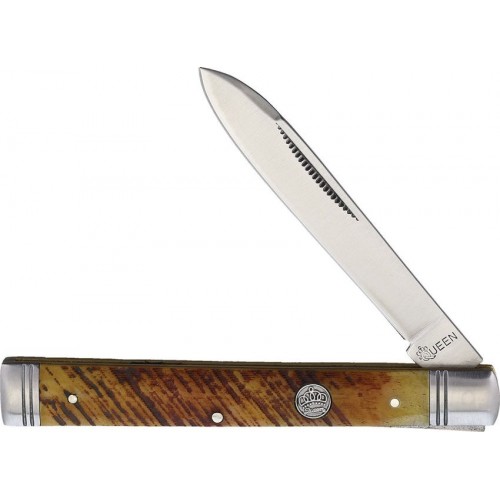 Queen UK EDC Doctors Knife - 2.6" Blade Brown Sawcut Bone Handle