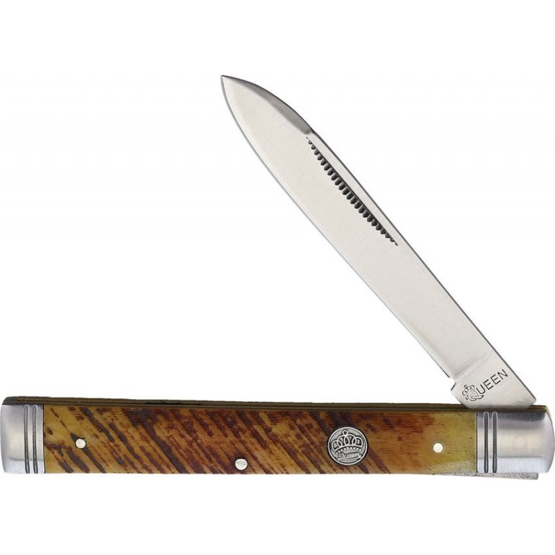 Queen UK EDC Doctors Knife - 2.6" Blade Brown Sawcut Bone Handle