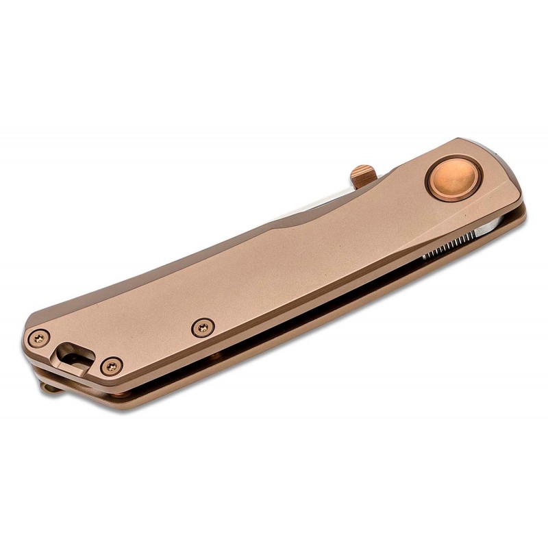 Real Steel Luna Eco Pocket Knife - 2.75" D2 Blade Bronze Stainless Steel Handle