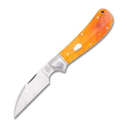 RoseCraft Blades Clinch River Swayback Pocket Knife Orange Bone Handle