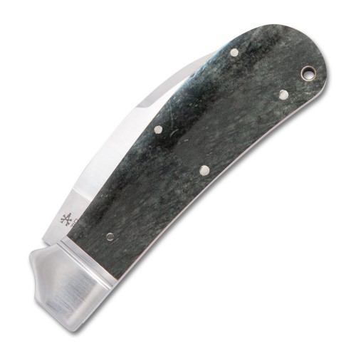 RoseCraft Blades Clinch River Swayback Pocket Knife Smokey Grey Bone Handle